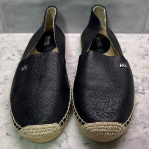 Michael Kors Black Leather Espadrilles size 8.5 loafer
